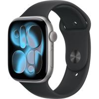 Apple Watch Series 11 46 мм (алюминиевый корпус, космический серый/черный, спортивный силиконовый ремешок S/M)